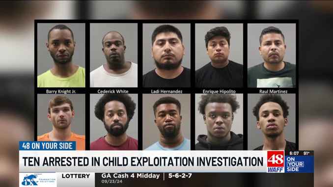 North Alabama operation nets 10 arrests in child trafficking sting